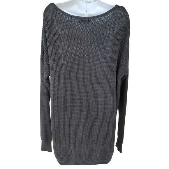 Oliveaceous Womens Ribbed V-Neck Sweater M Black Cotton,Viscose Blend & Wool - Picture 3 of 7
